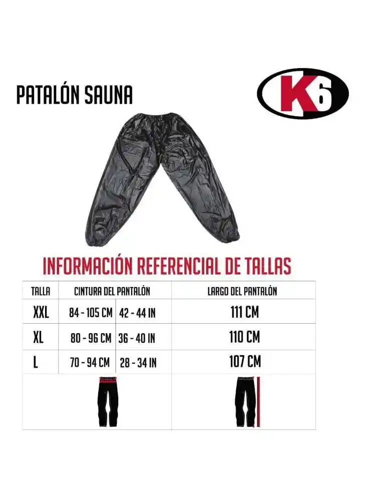 K6 Pantalón Sudadera Mono Sauna Talla Xl