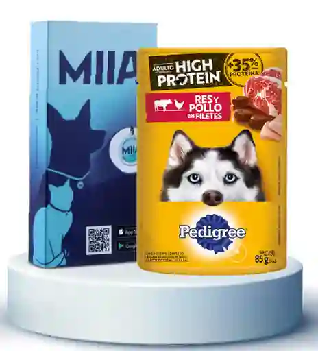 Combo Miia + Pedigree Alimento Humedo Perro Res-Pollo 85 g