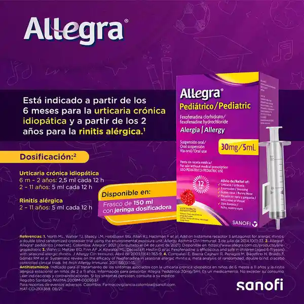 Allegra Pediátrico (30 mg / 5 mL)