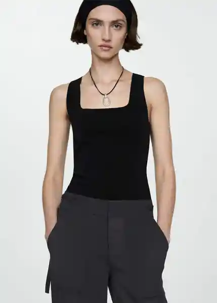 Top Mag Negro Talla M Mujer Mango