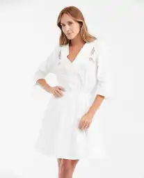 Vestido Corto Poplin Embroidery Dress Blanco 0 Claro M Chevignon