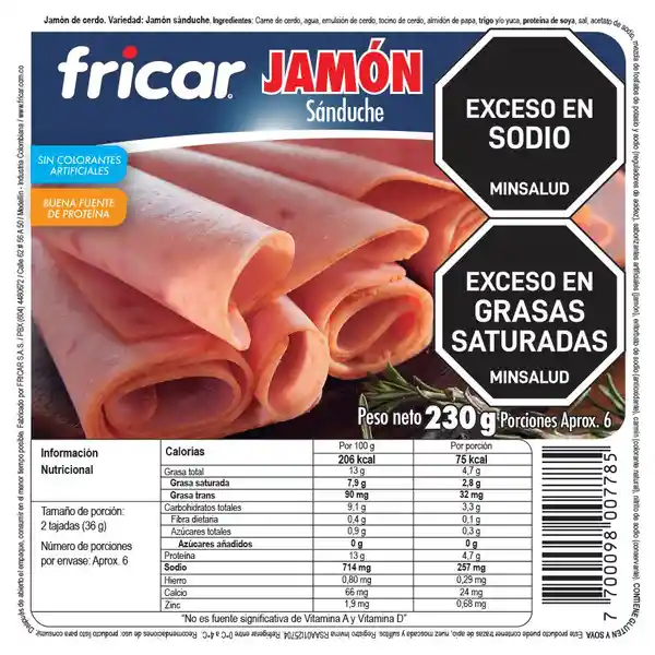 Fricar Jamón Sanduche