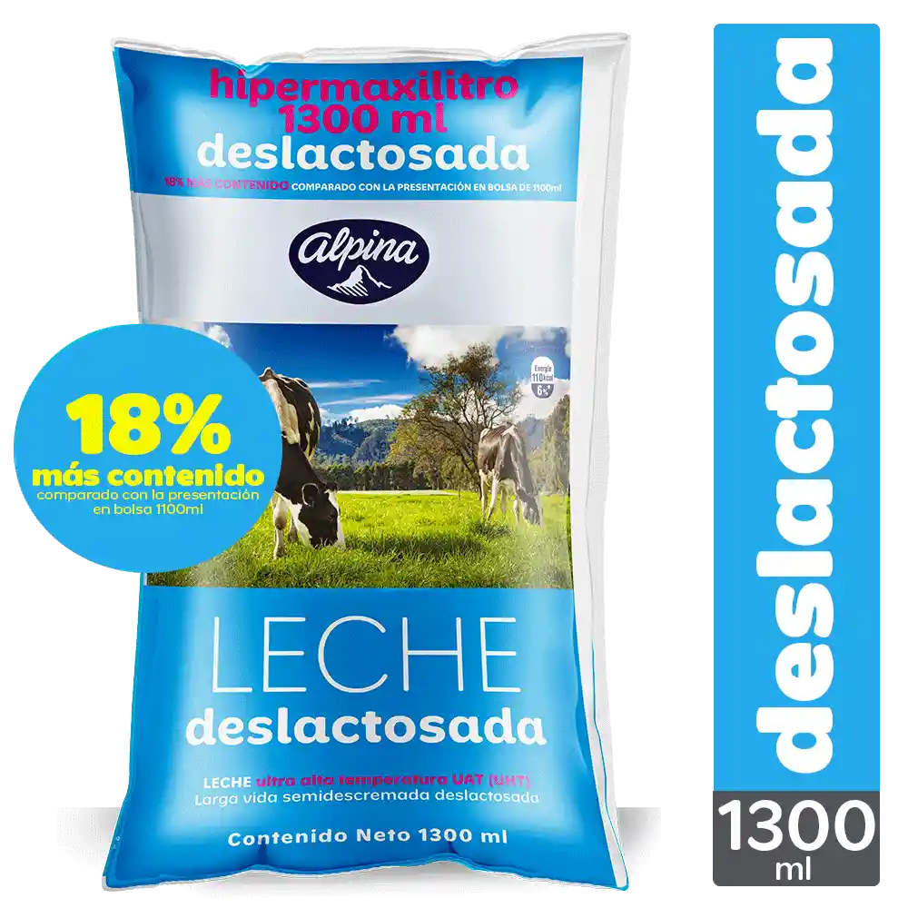 Leche Deslactosada Alpina Bolsa 1.3L