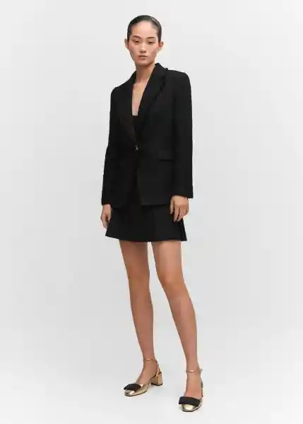 Blazer Americana Quintin Negro Talla M Mujer Mango