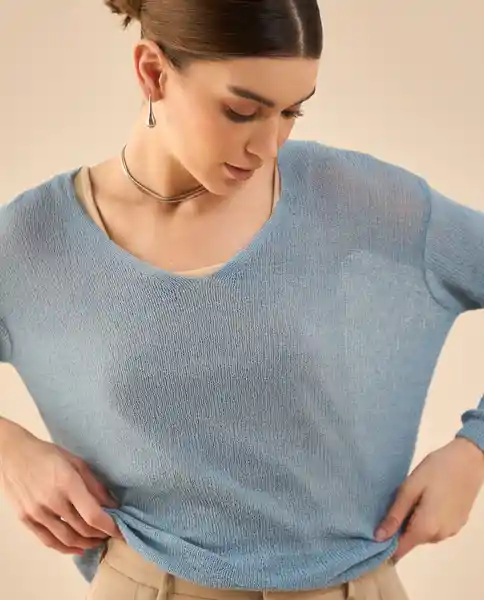 Suéter Tejido Azul Aruba Medio Talla M 462G204 Esprit