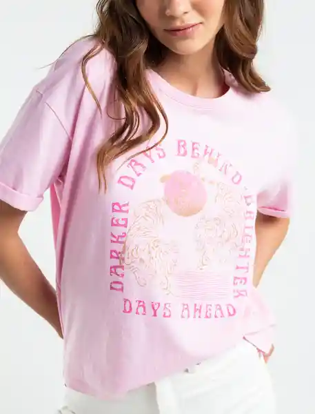 Camiseta Mujer Rosa Confite Medio Talla S 409E005 Naf Naf