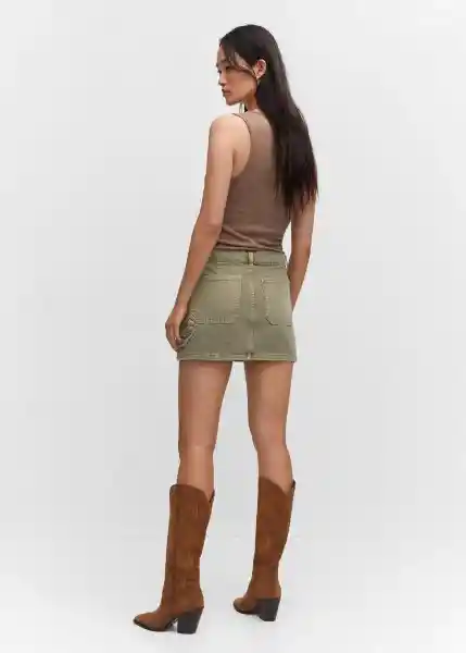 Falda Chino2 Khaki Talla XL Mujer Mango