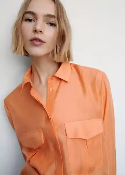 Camisa Melo Naranja Talla L Mujer Mango