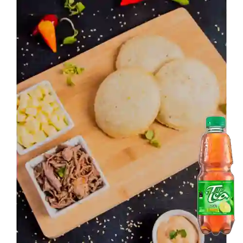 Arepa de Carne Desmechada&Queso +Mr Tea Limón 300ml