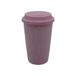 Taza de Cerámica Con Tapa Rosa 400 mL Miniso