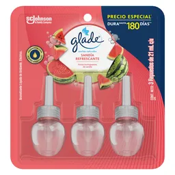 Glade Repuesto Ambientador Sandía Aceite Natural 21 mL x 3 Und