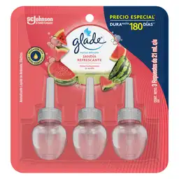 Glade Repuesto Ambientador Sandía Aceite Natural 21 mL x 3 Und