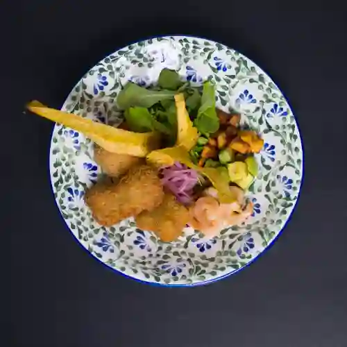 Bowl de Salmón - Camarones Al Ajillo