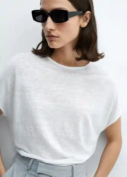 Camiseta Lint Blanco Talla M Mujer Mango