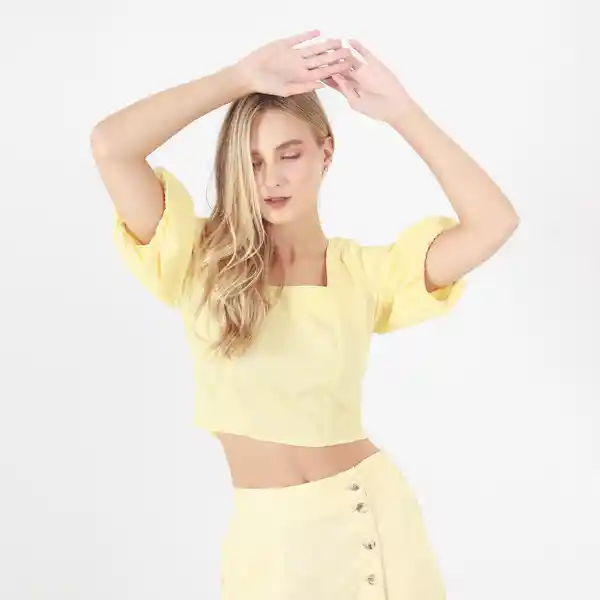 Blusa Cuello u Manga al Codo Amarillo Talla M 713191