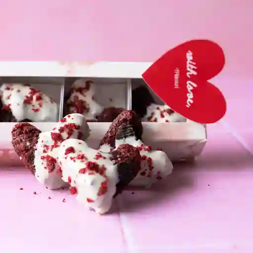 Caja de mini brownies corazón x5