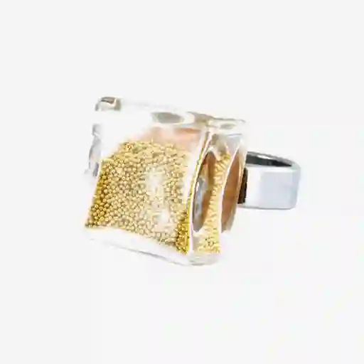 Inkanta Anillo Mini Cuadrado Dorado