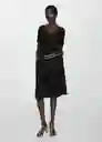 Camiseta Linito Negro Talla S Mujer Mango