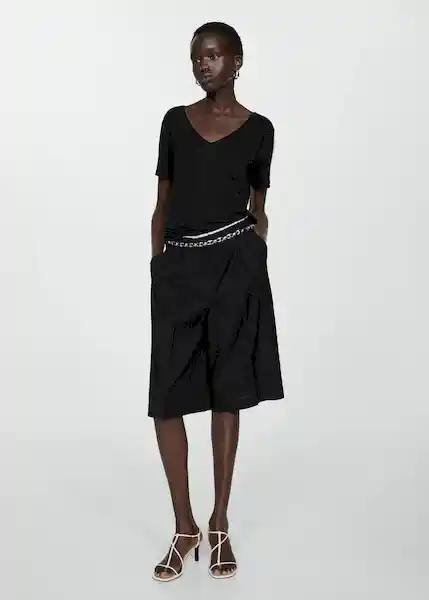 Camiseta Linito Negro Talla S Mujer Mango