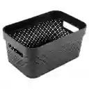 Canasta Organizadora, Elaborada en Plástico de Alta Calidad. Posee Ranuras u Orificios Para un Mejor Transporte. Ideal Para Guardar Ropa de Cama, Ropa Interior, Toallas y Elementos de Baño. Color Negro. Medidas en Centímetros. 13 x 17 x 27. Sku 32539218790