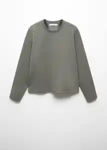 Buzo Sudadera Pique Gris Talla M Mujer Mango