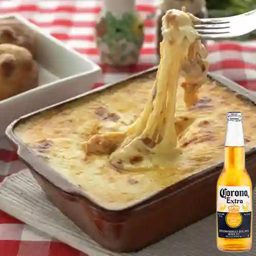 Combo Lasaña Mixta + Corona 350 ml