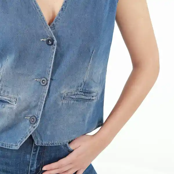 Chaleco Cuello V Manga Sisa Azul Talla S 690799