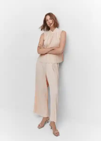 Pantalón Veronab-a Crudo Talla L Mujer Mango