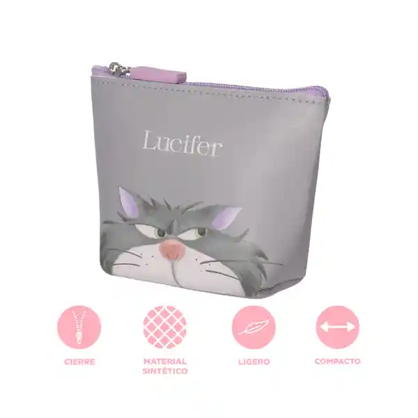 Monedero Disney Cat Colección Lucifer Gris Miniso