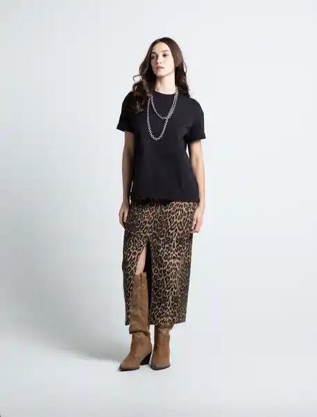 Camiseta Mujer Negro Puro Ultraoscuro Talla L 403F034 Naf Naf