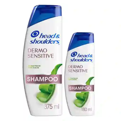 Shampoo Head Shoulders Dermo Sensitive Extractos de Sabila / Aloe Control Caspa 375 ml + Shampoo Head Shoulders Dermo Sensitive Extractos de Sabila / Aloe Control Caspa Champu Head and Shoulders 180 ml