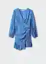 Vestido Fresa Azul Talla S Mujer Mango