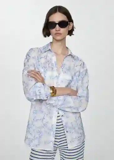Camisa Rita Off White Talla M Mujer Mango