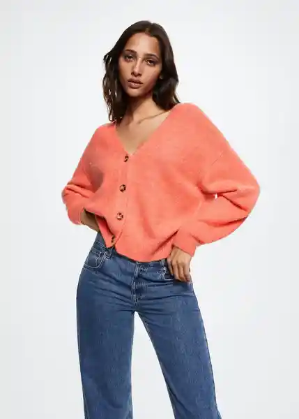 Cardigan Bonito Naranja Talla M Mujer Mango