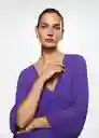 Vestido Plisi-A Morado Talla L Mujer Mango