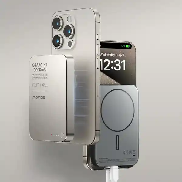 Momax Batería Magnética Delgada Plateado 10000mah