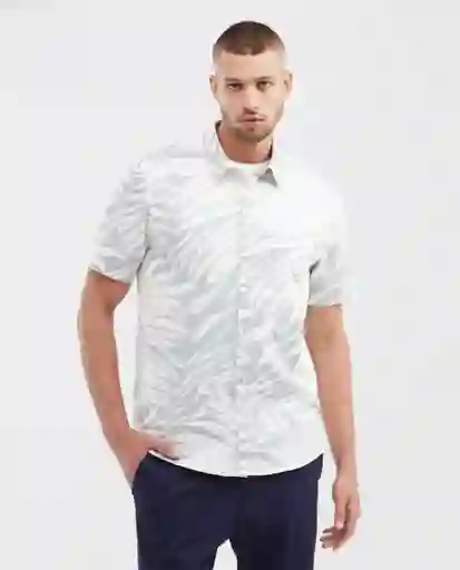 Camisa Resort Abstract Leaf Gris Puro Claro Talla L Chevignon
