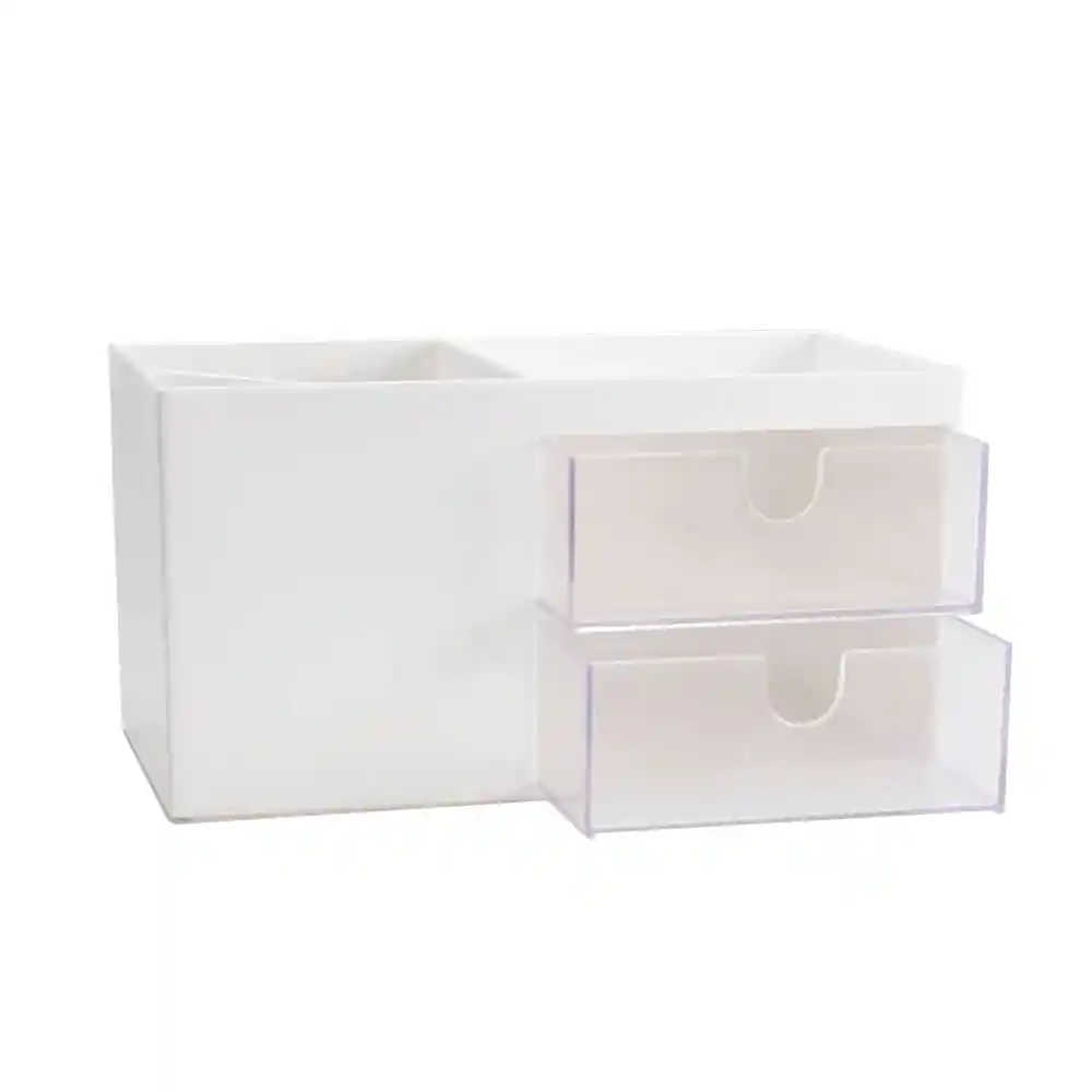 Miniso Caja de Almacenamiento de Dos Capas Con Cajones Blanco