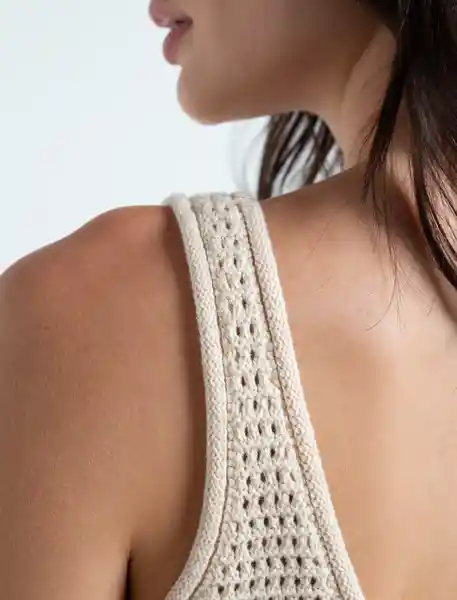  Blusa Tejido Verano Mujer Crudo Pergamino Claro Talla M Naf-Naf 