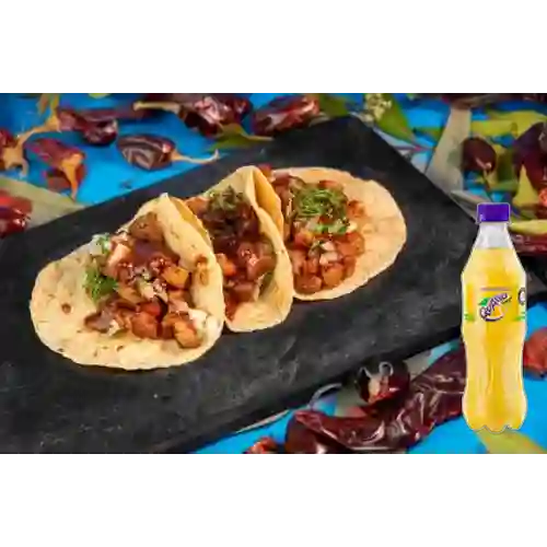 Combo 3 Tacos de Chicharrón + Quatro Original 400ML