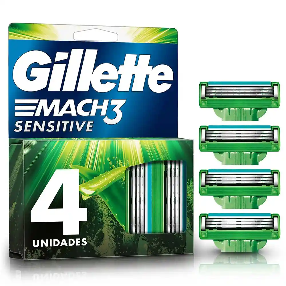 Gillette Repuesto Para Cuchilla Afeitar Mach 3 Sensitive 4 Und