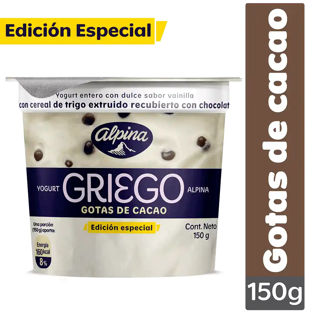 Yogurt griego Alpina Gotas de Cacao Vaso 150 g