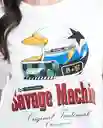 Camiseta Savage Machine Femenino Crudo Puro Claro M Chevignon