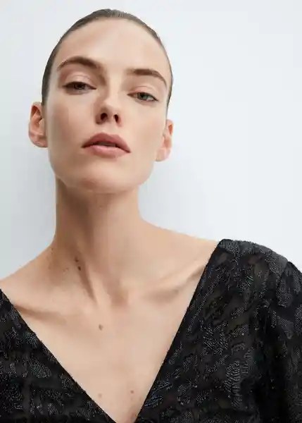 Blusa Gloria Negro Talla M Mujer Mango
