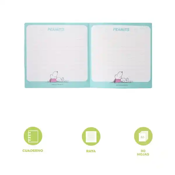 Cuaderno B 80 Hojas Serie Snoopy Colorful Vintage Miniso