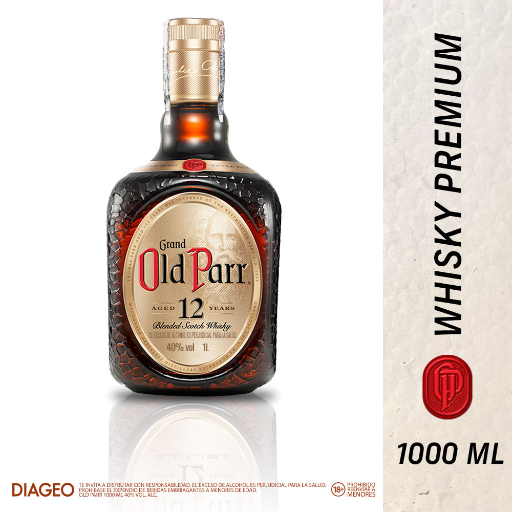 Grand Old Parr 12 Años Whisky Escocés Blended Scotch Premium 1000 ml