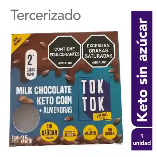 Tok Tok Chocolatina Keto + Almendras Sin Azúcar
