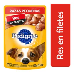 Pedigree Alimento Húmedo para Perro Adulto de Razas Pequeñas Res en Filetes