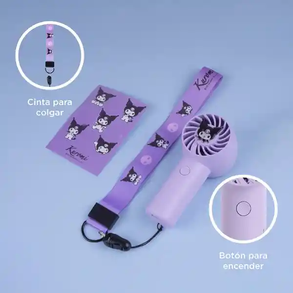 Ventilador de Mano Kuromi Morado Serie Sanrio Miniso