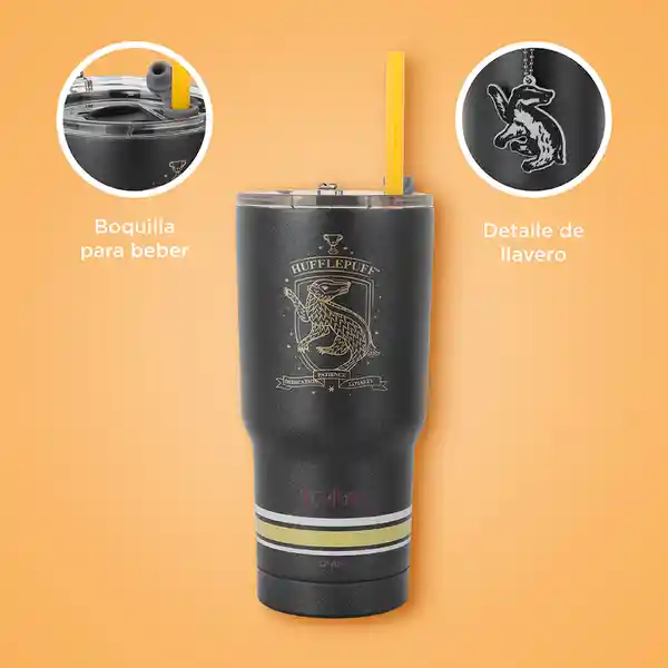 Vaso Con Dije y Pitillo Serie Harry Potter Negro 580 mL Miniso